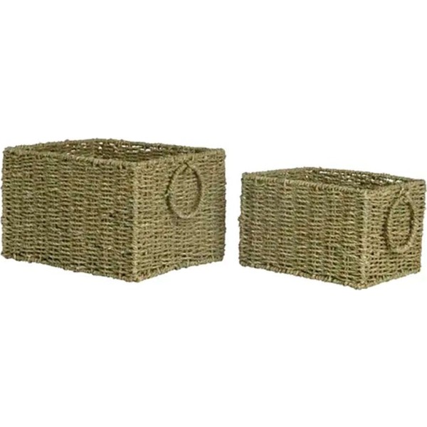 Cesta marrón con 2 asas, set de 2 uds