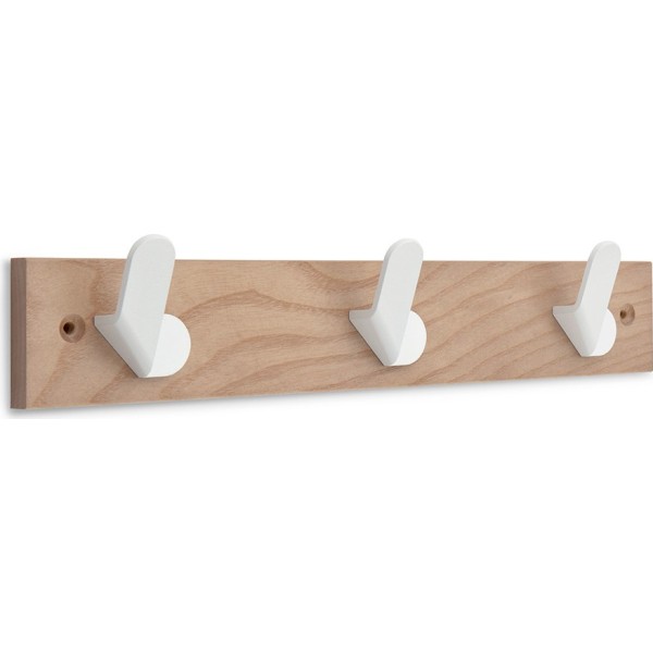 Colgador de fresno modelo nordik con 3 perchas blancas 360 x 68 x 51 mm